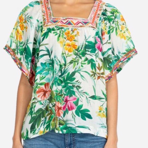 Johnny Was Tops - Johnny Was Square Neck Peasant Top Size Medium